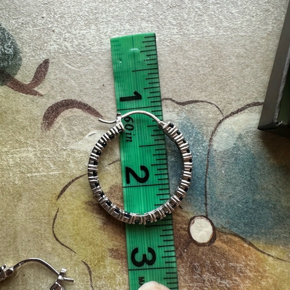 Ross-Simons sterling silver blue sapphire inside outside hoop earrings - Picture 14 of 15